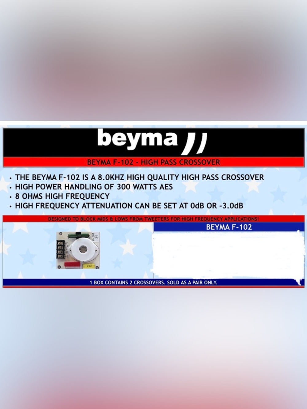 Beyma F-102 High Pass Crossover - Brand new! 🩵